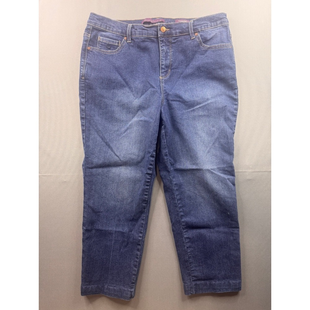 Gloria Vanderbilt Amanda‎ Blue Tapered High Rise Jeans Womens 16WS Dark Wash